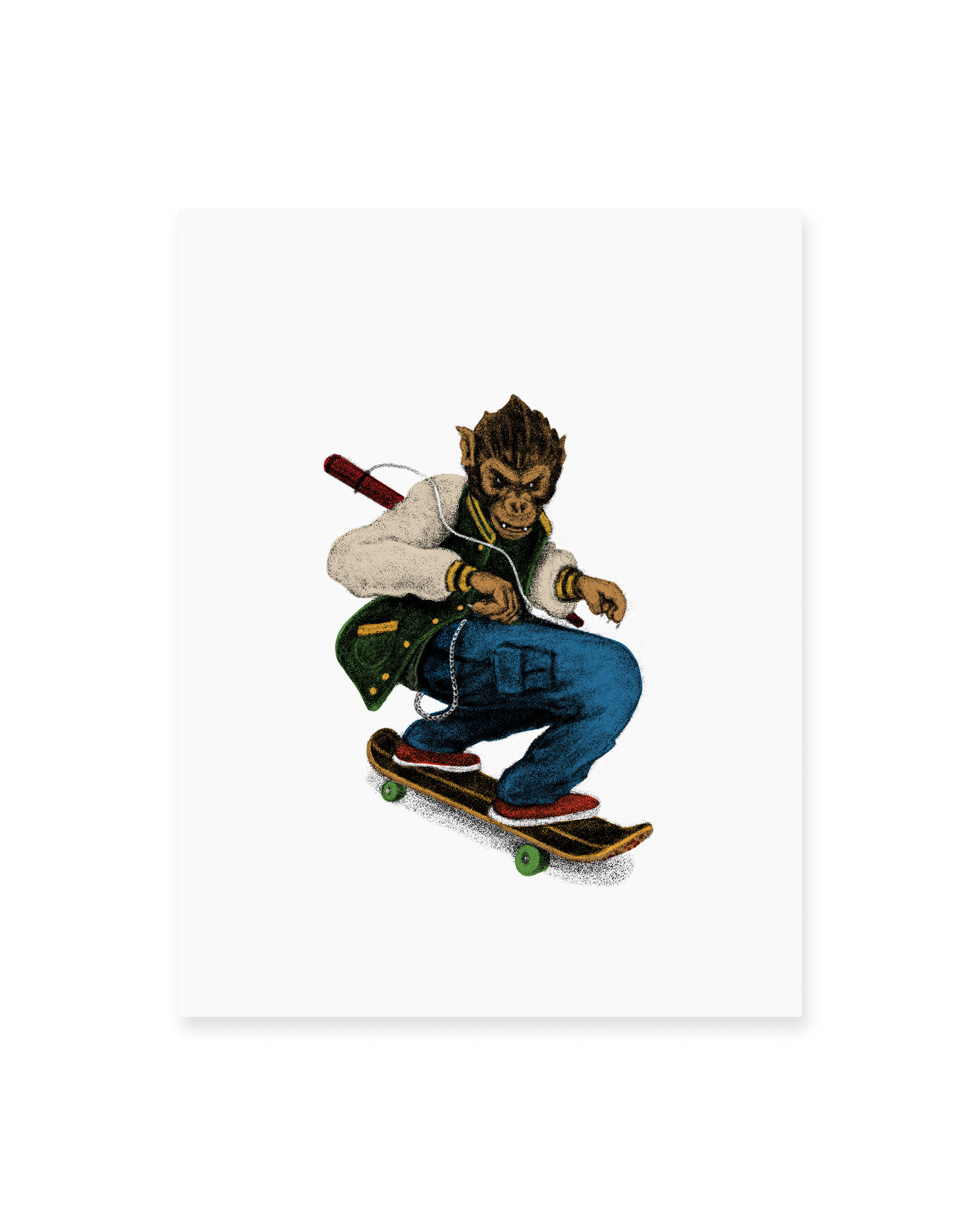 The Monkey King Skates' - Drew Pulig Art Print
